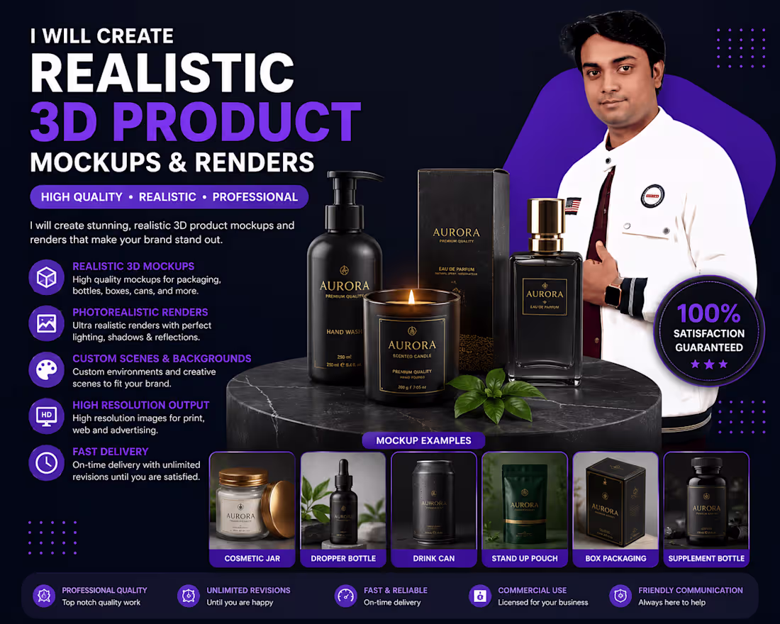 Cover image for I will create realistic 3d product mockups and renders