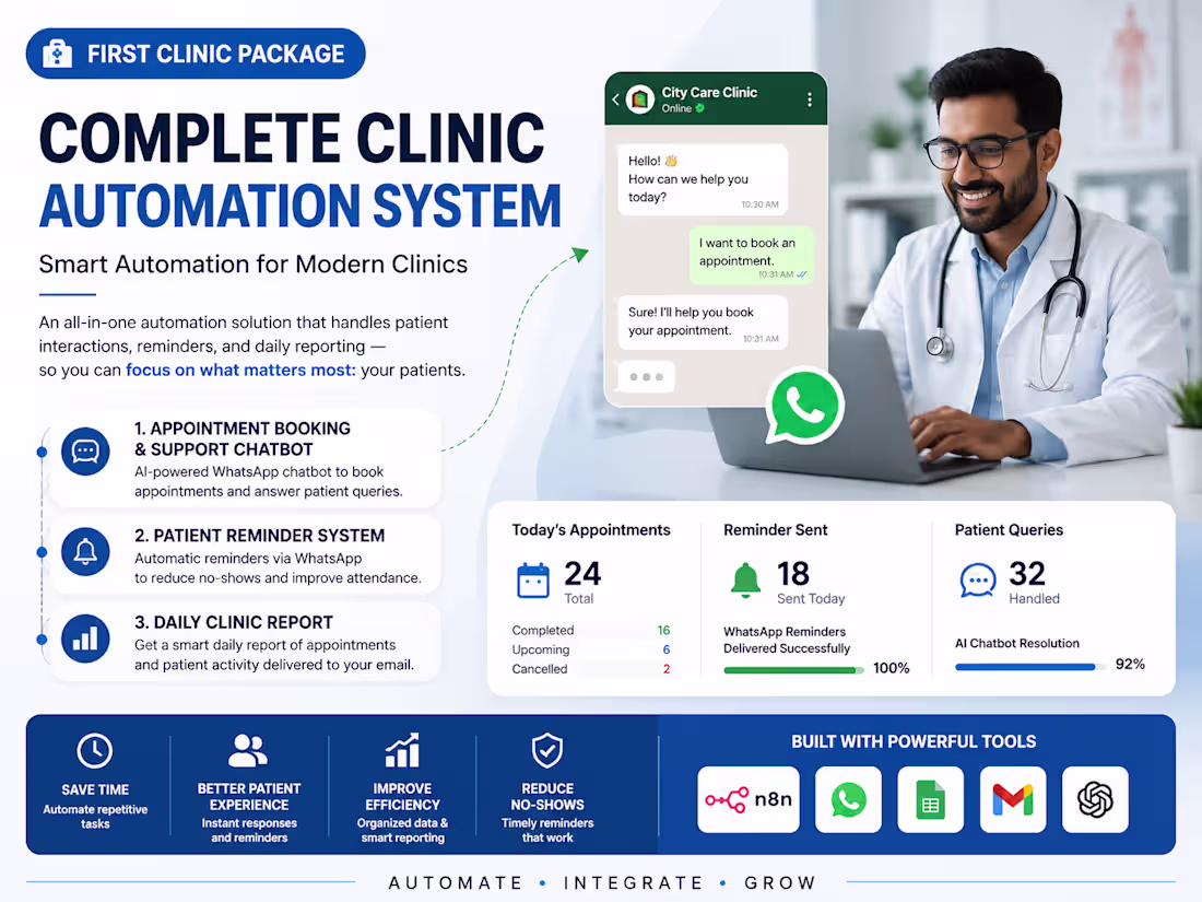 Cover image for Built an end-to-end clinic automation
