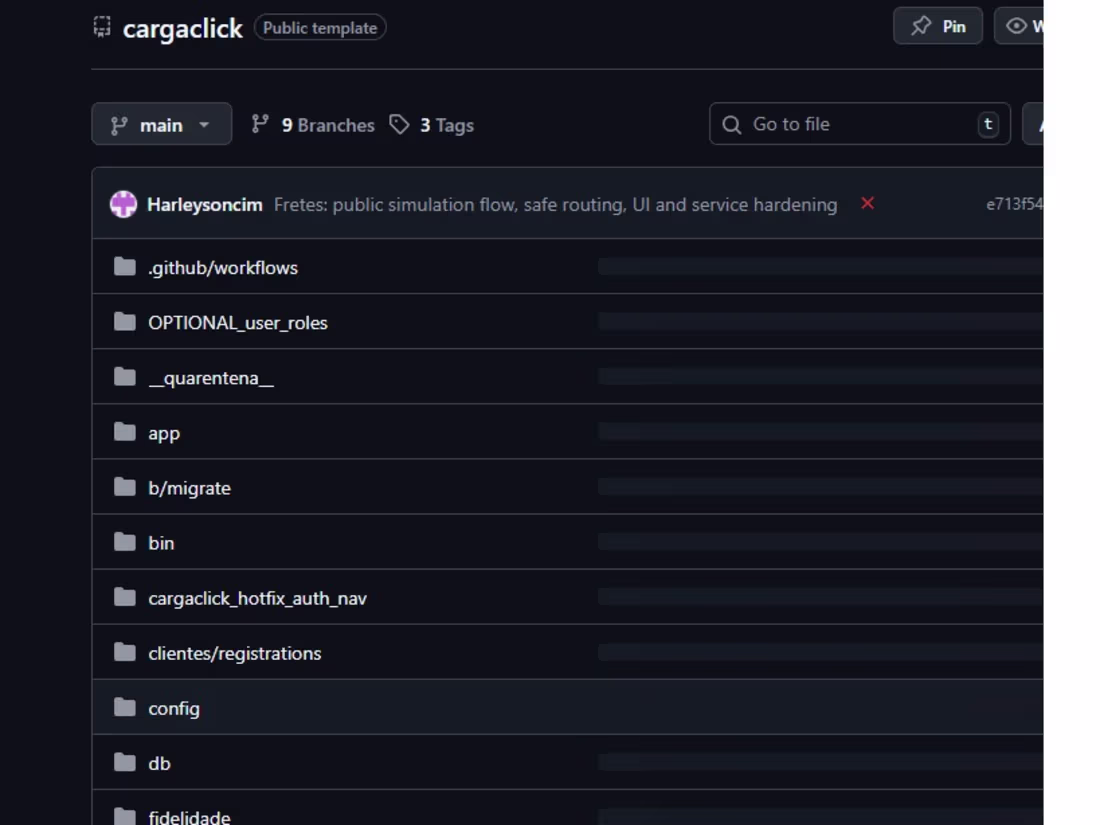 Cover image for GitHub - Harleysoncim/cargaclick: Sistema de fretes modais