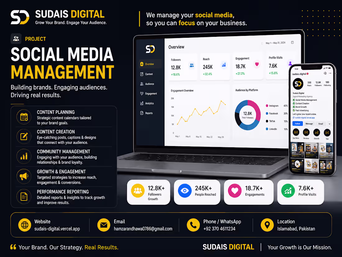 Cover image for Social Media Management & Content