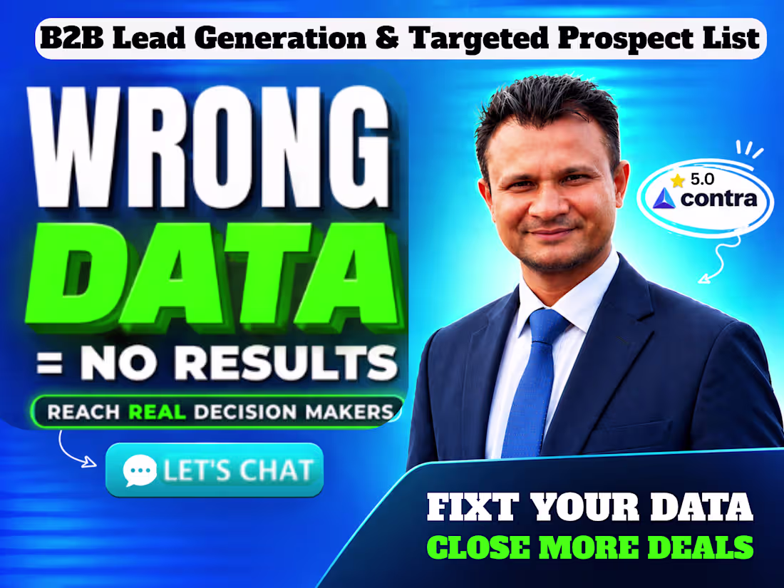 Cover image for I will do B2B lead generation & prospect list building