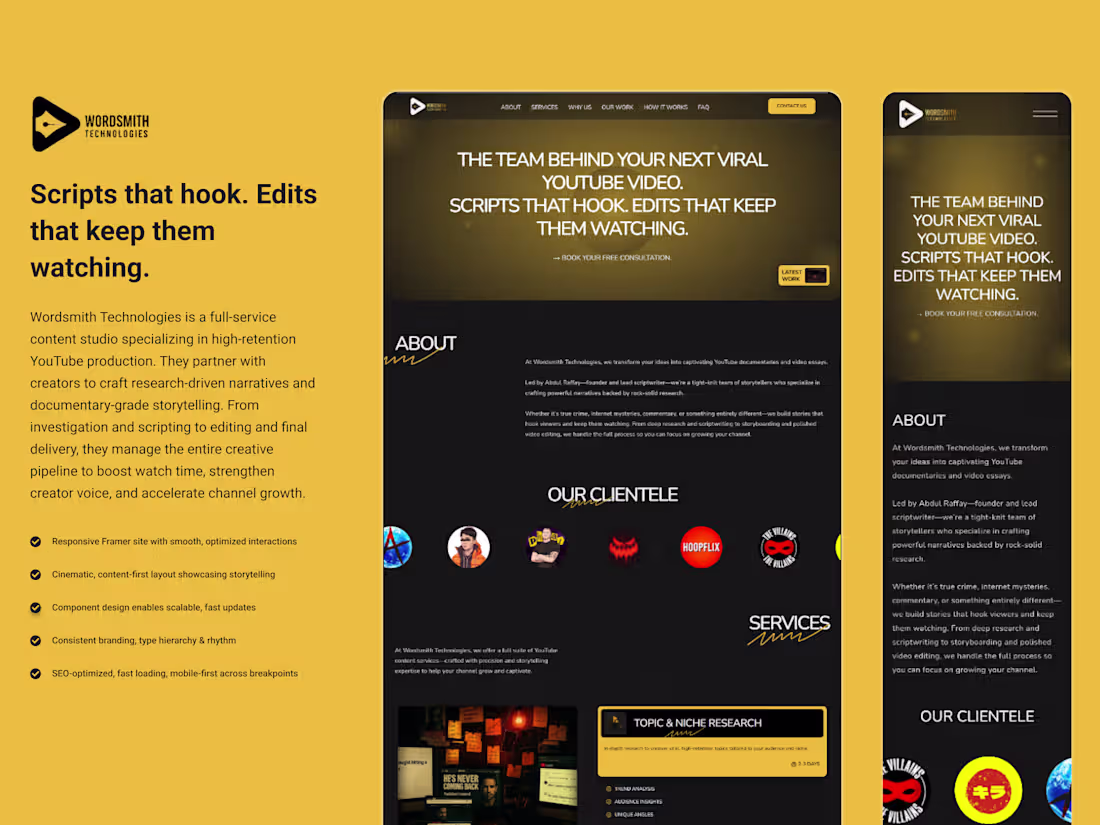 Cover image for Wordsmith Technologies | Framer Build