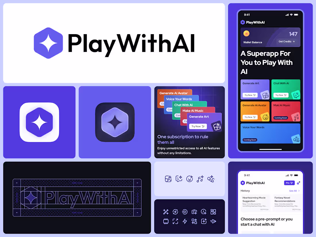 Cover image for PlayWithAI - Branding & Mobile app Design for Generative AI