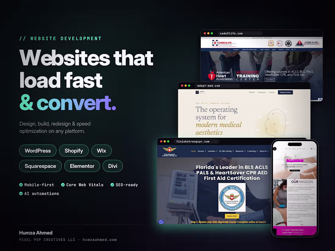 Cover image for Website Development | WordPress | Shopify | Wix | Divi | Square