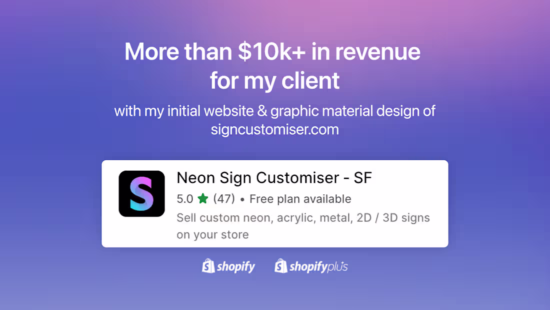 Cover image for A design that helps signcustomiser.com gain $10k+ revenue