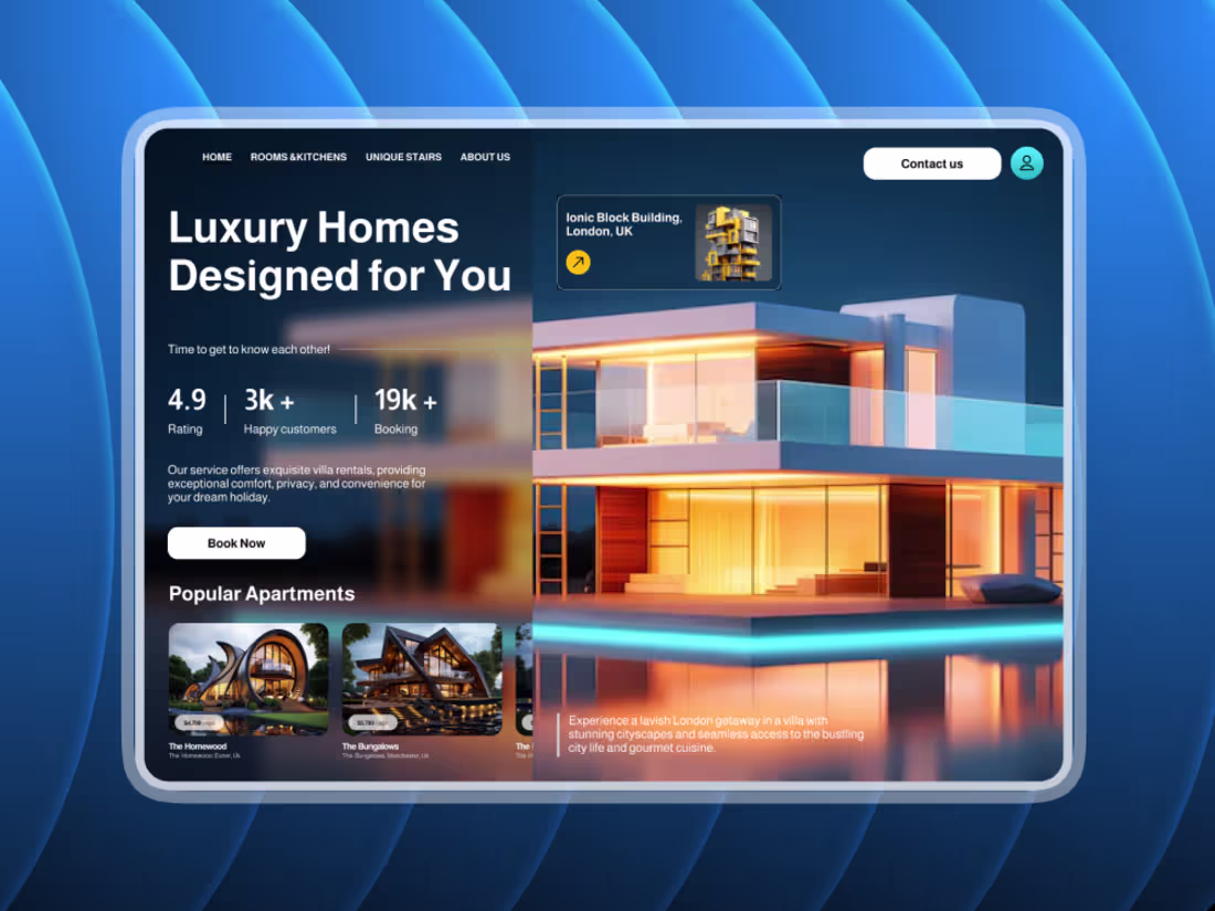 Cover image for Luxury Homes Website UI Design Summary A modern, high-end we...