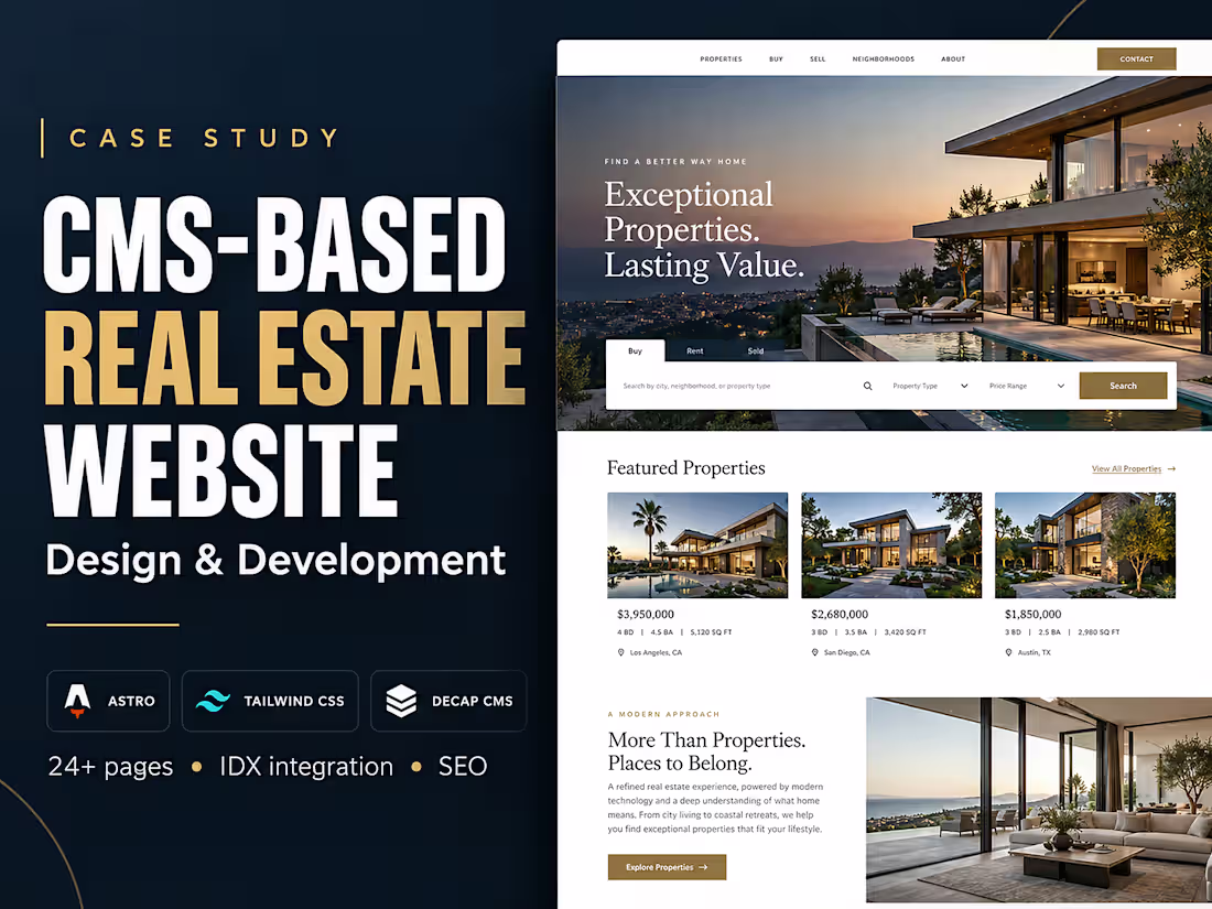 Cover image for Real Estate Authority Modern Website Development