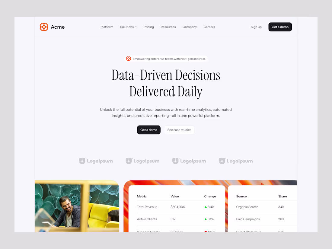Cover image for Hero section for a SaaS company