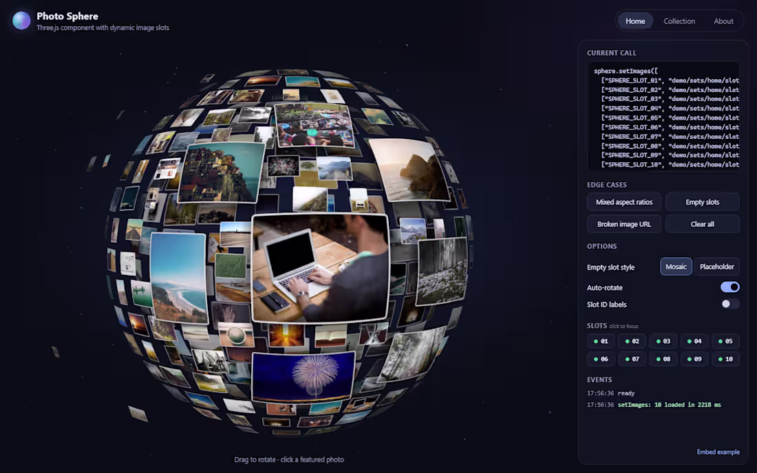 Cover image for Interactive 3D Photo Sphere — Three.js Component