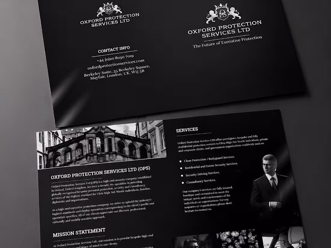 Cover image for Security Services Brand One‑Pager & Pitch Collateral