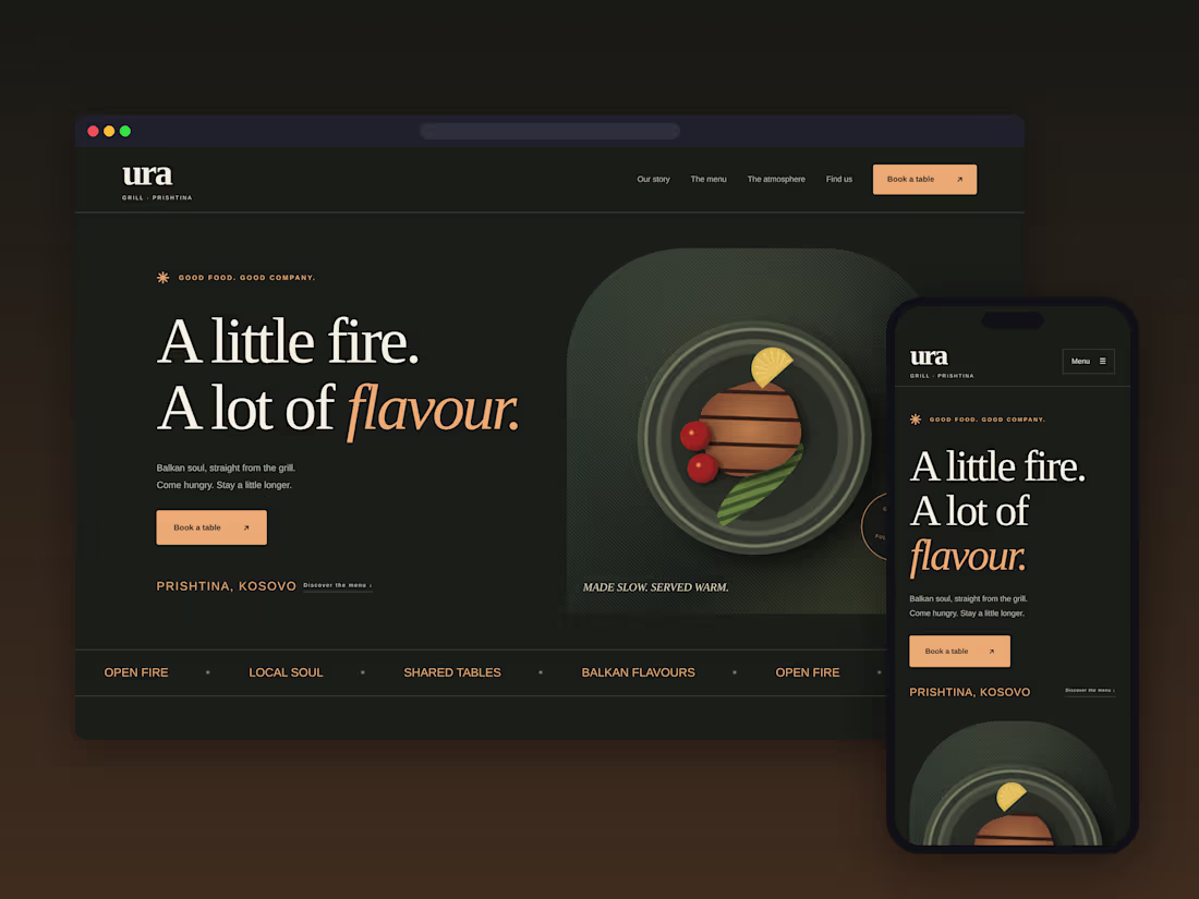 Cover image for Restaurant landing page for a