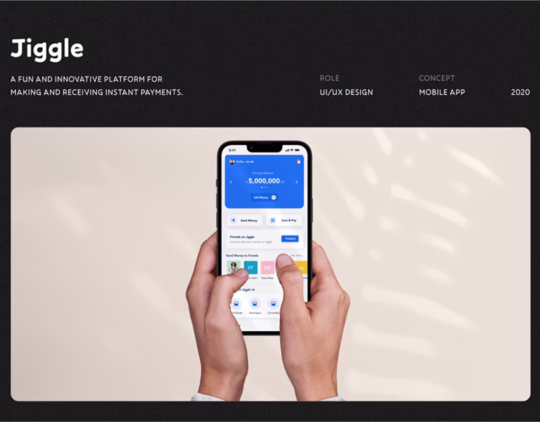 Cover image for Jiggle - Send, Receive and Make Payments With Ease on Behance
