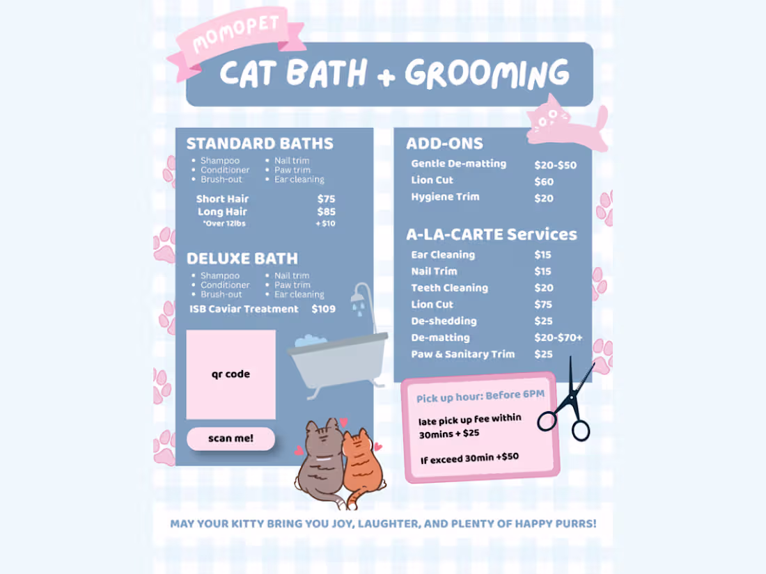 Cover image for Aesthetic Gingham Pet Menu (Canva