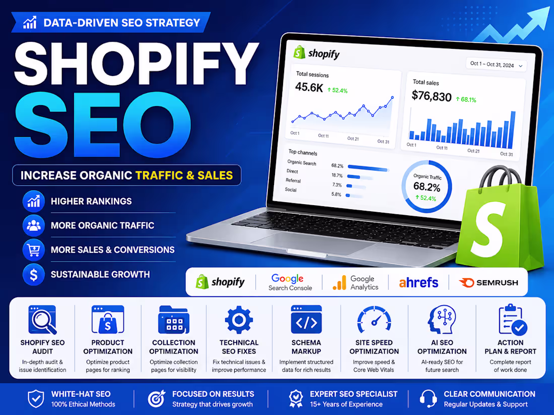Cover image for Shopify SEO to Increase Organic Traffic & Sales