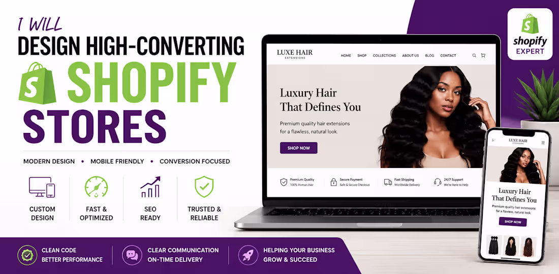 Cover image for I will fix and design a modern, high-converting Shopify website 