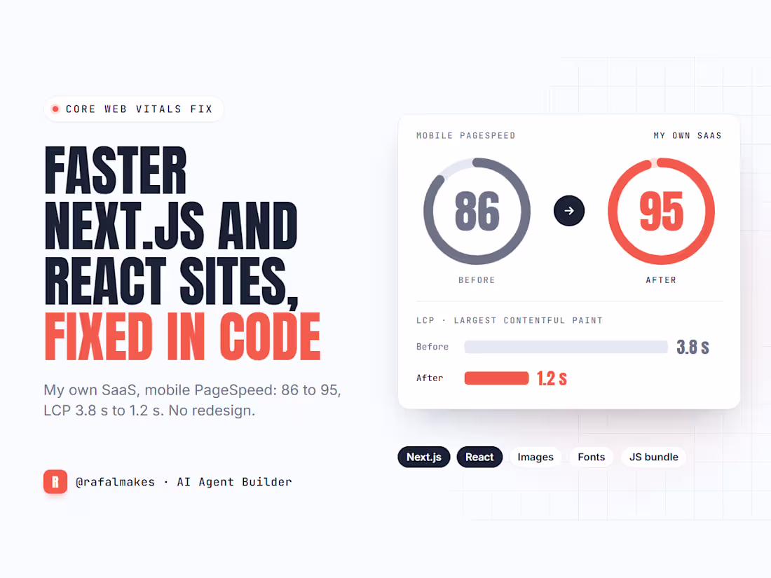 Cover image for Core Web Vitals and PageSpeed fix for Next.js and React