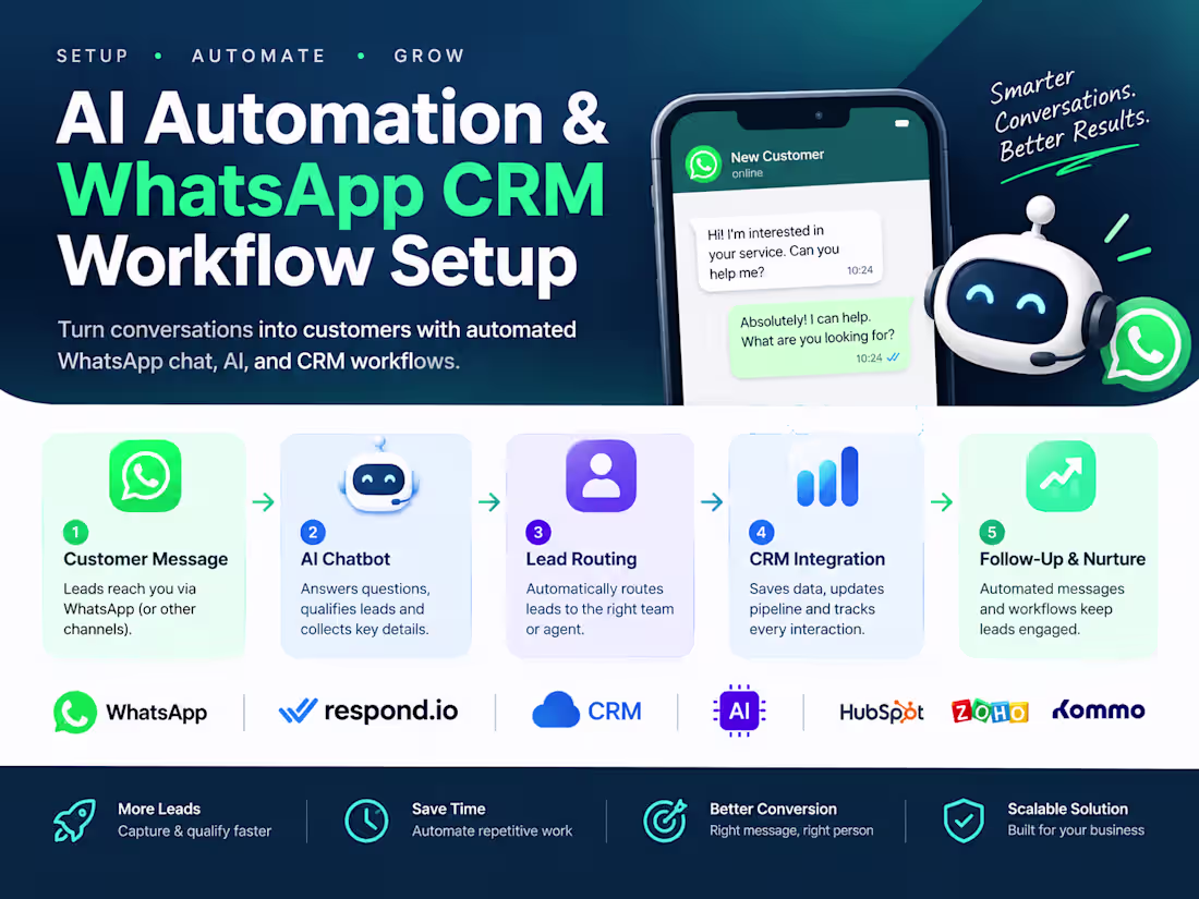 Cover image for AI Automation & WhatsApp CRM Workflow Setup