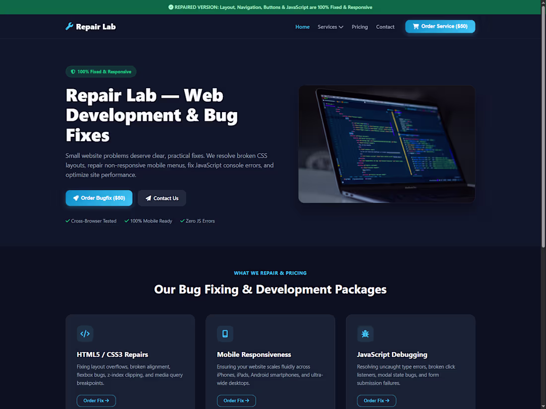 Cover image for HTML/CSS and Responsive Layout Fixes