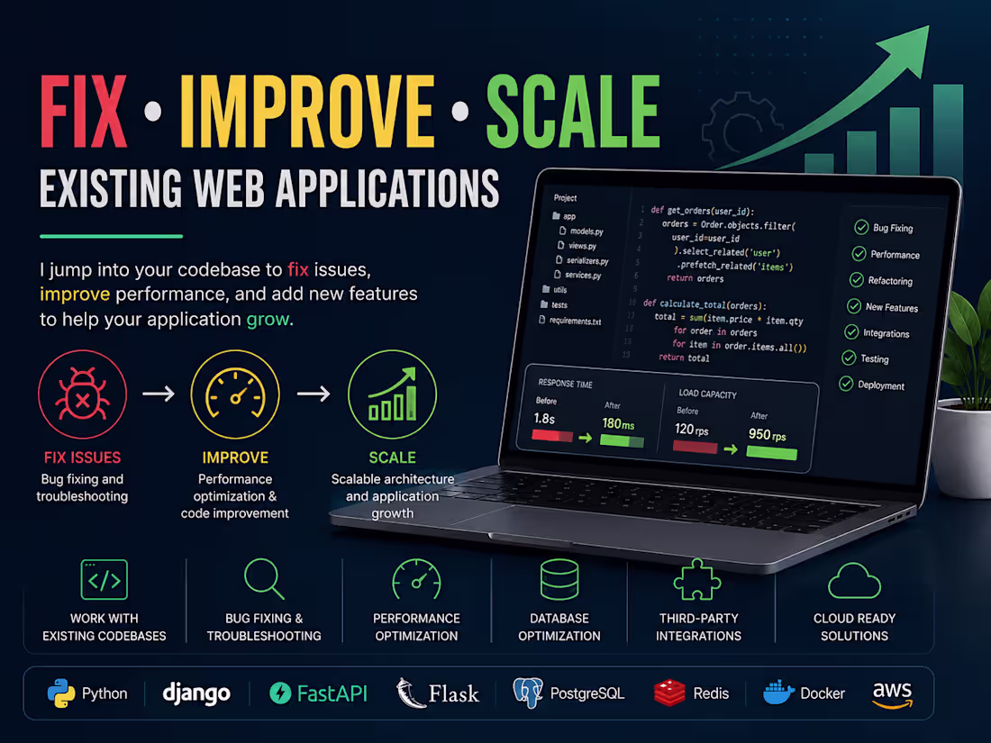 Cover image for I will fix, improve, and scale your existing application