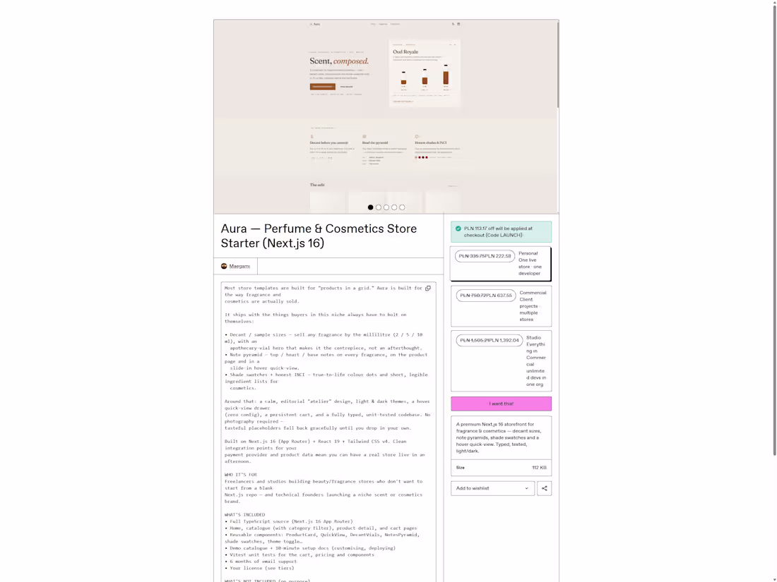 Cover image for Aura - commercial Next.js 16