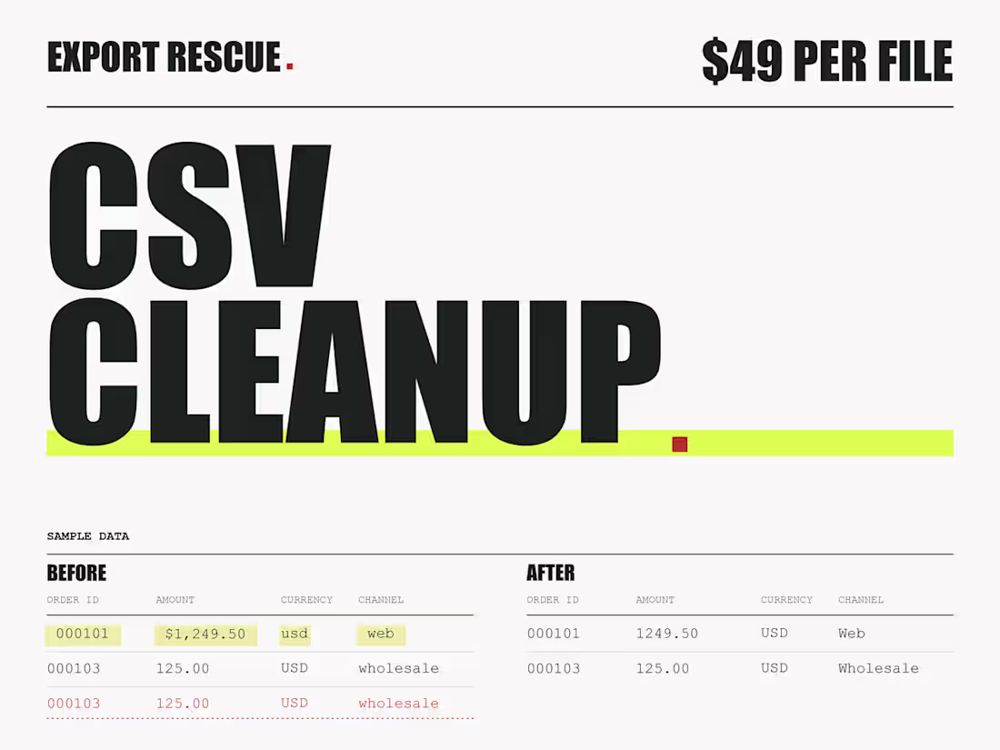 Cover image for Sales and order CSV cleanup