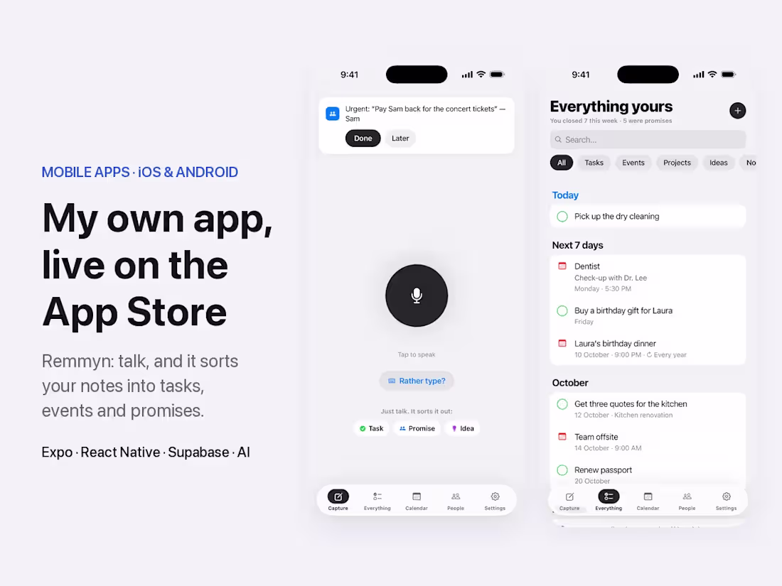 Cover image for Mobile app for iOS and Android with Expo and Supabase