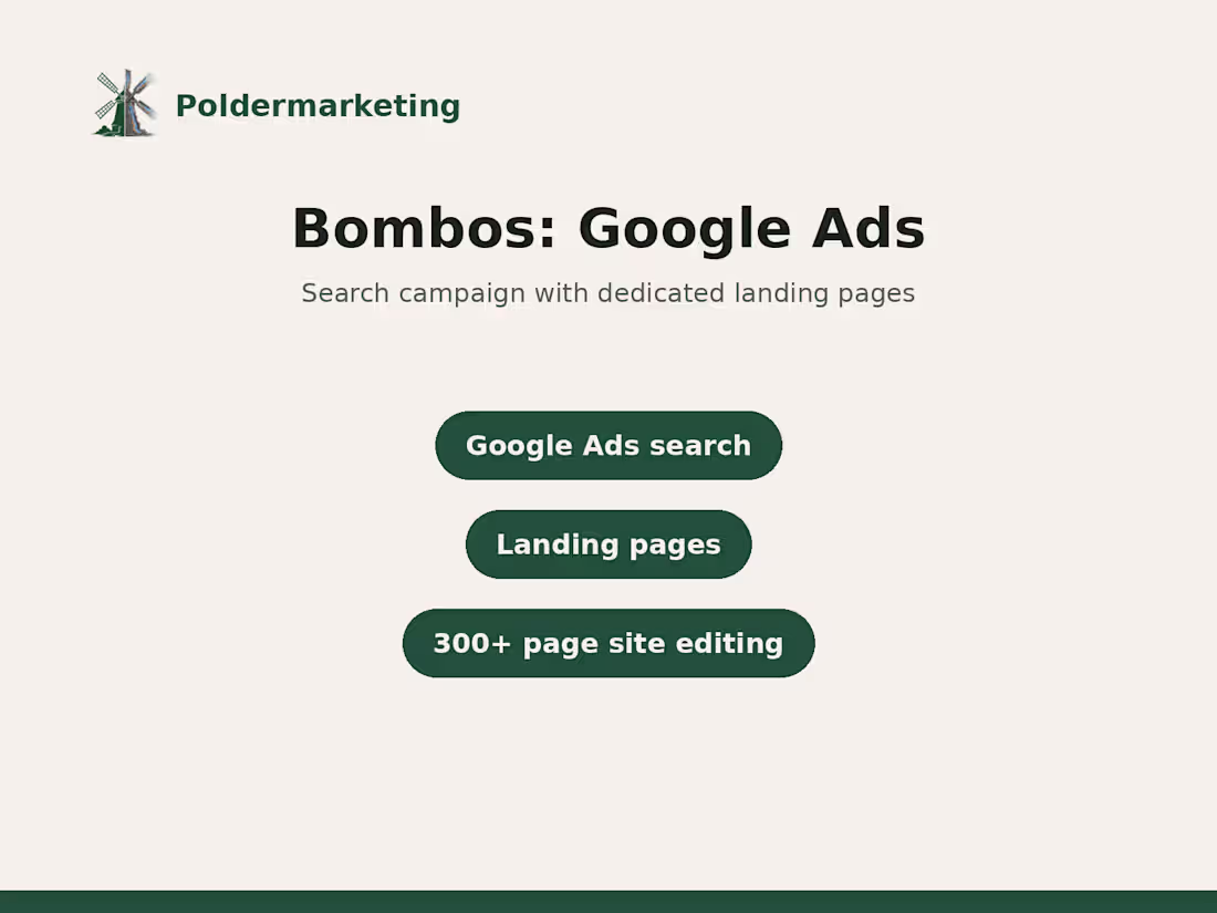 Cover image for Bombos: Google Ads search campaign and landing pages