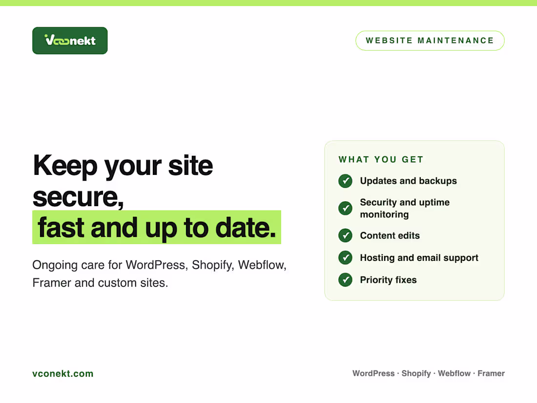 Cover image for Website Maintenance & Support (Monthly Care Plan)