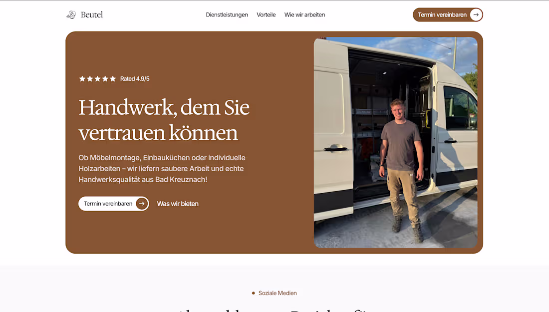 Cover image for Website for local Carpenter