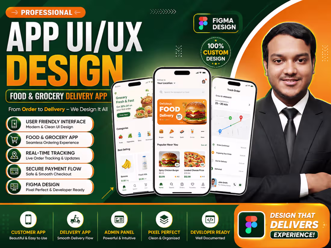 Cover image for Food & Grocery Delivery App UI UX Design in Figma