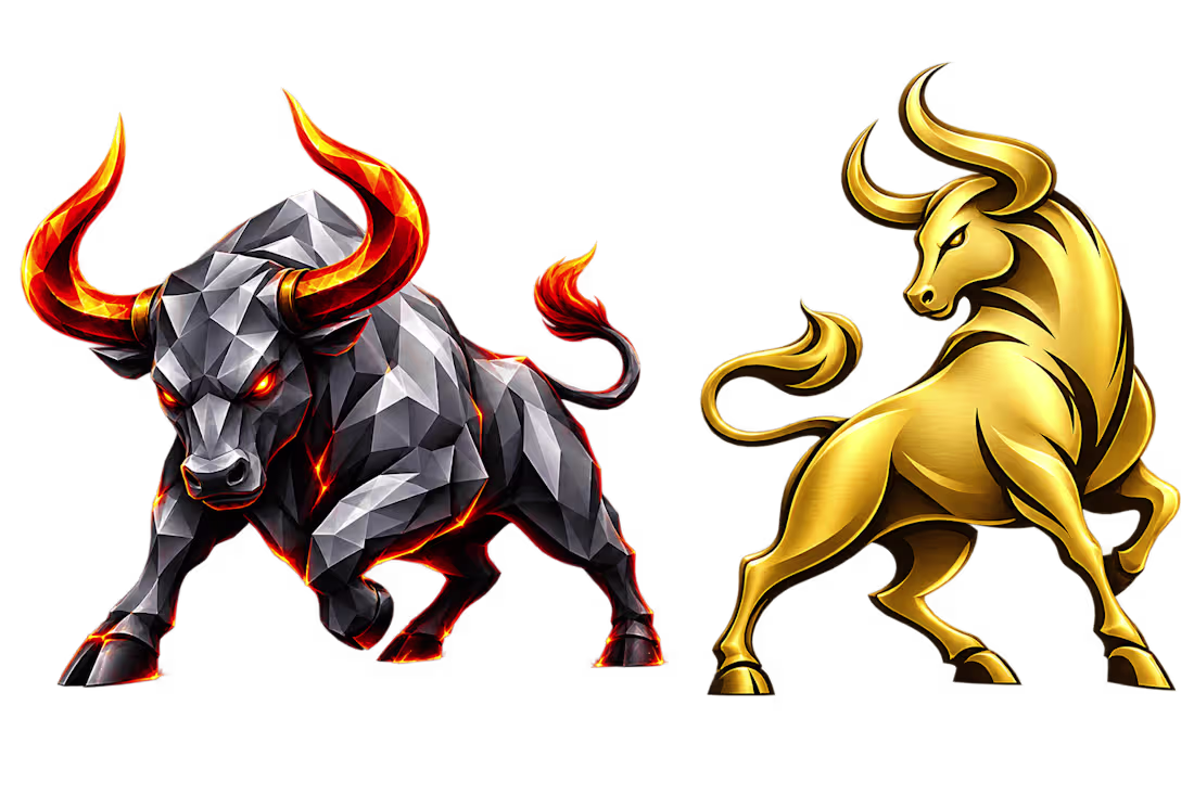 Cover image for Powerful Bull and Golden Bull Mascot Logo – Premium Bull Design