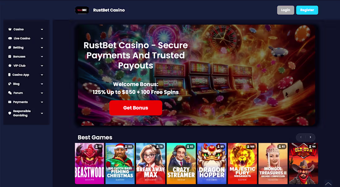 Cover image for RustBet is an online gambling platform