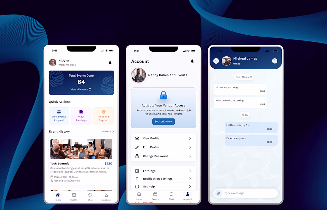 Cover image for Mobile app - Vendorly(Event Vendors' App)
