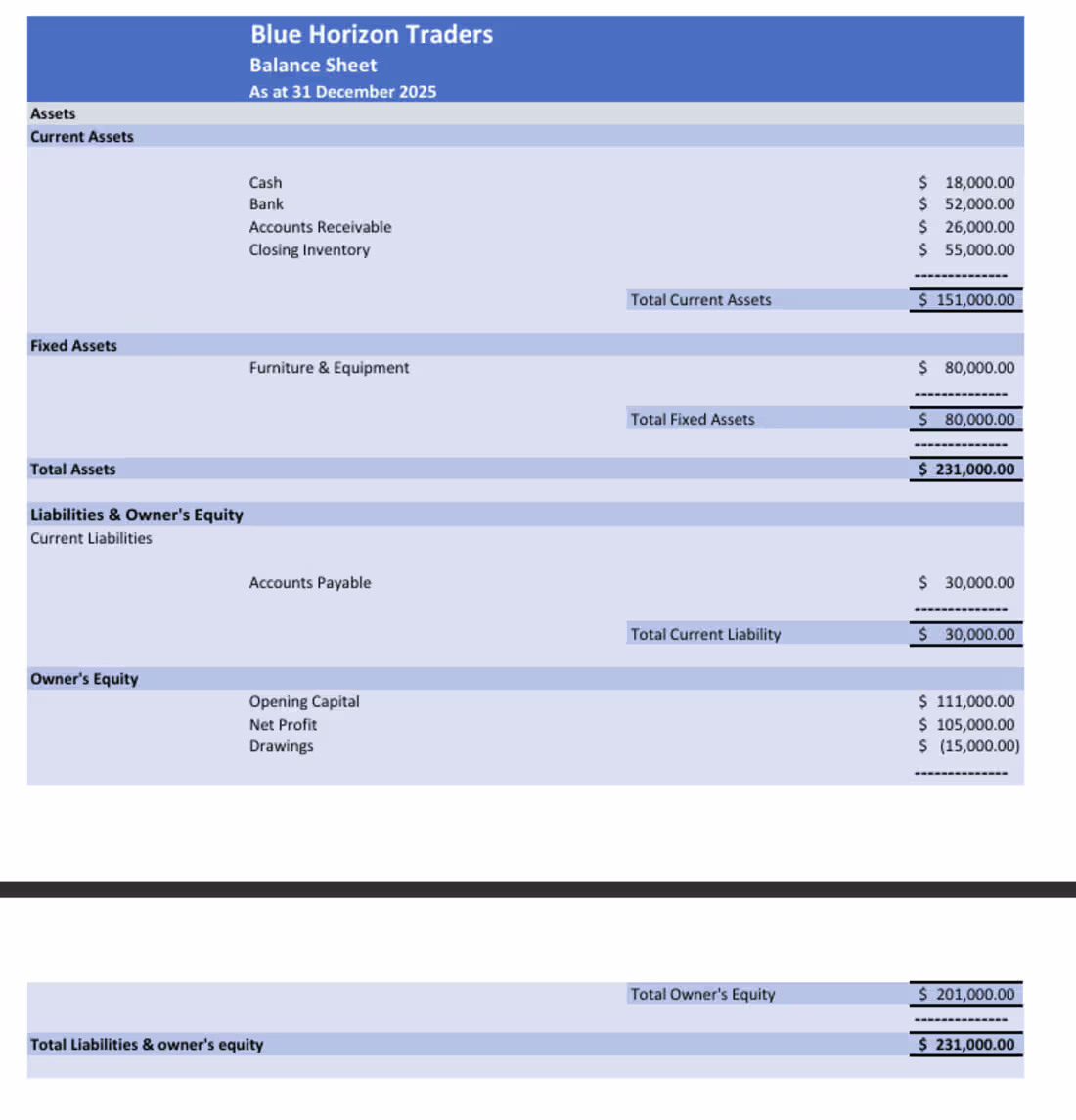 Cover image for Prepared a complete Balance Sheet