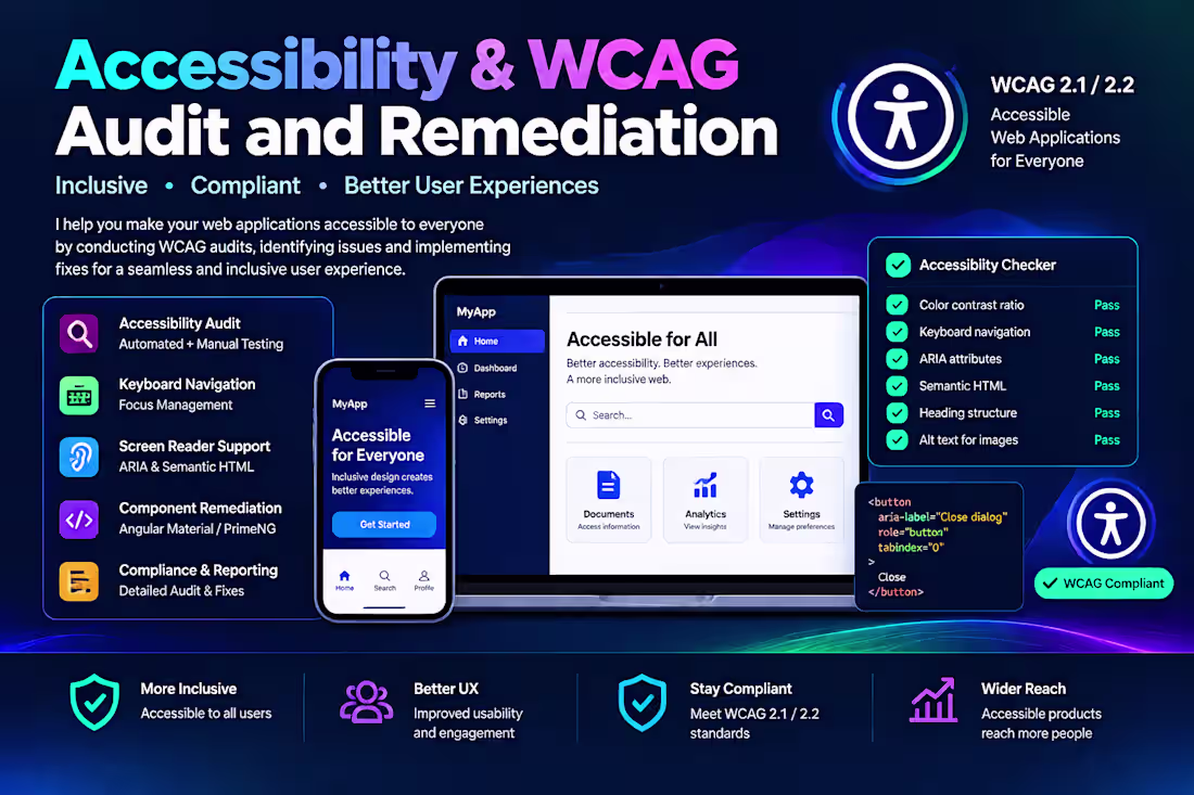 Cover image for Accessibility & WCAG Audit and Remediation