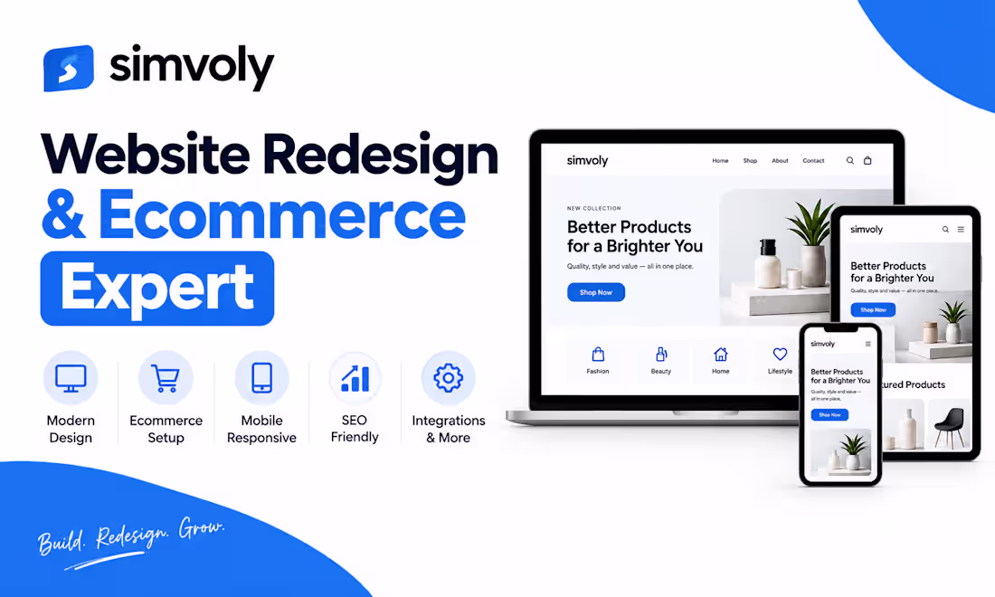 Cover image for Simvoly Website Redesign and Ecommerce Expert
