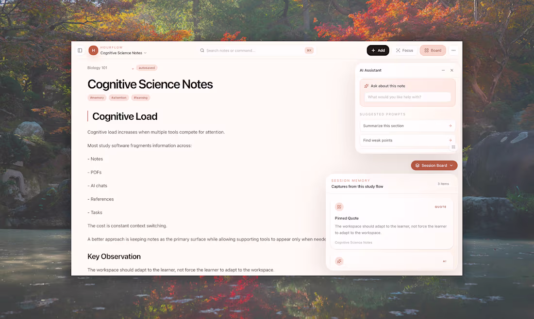 Cover image for Hourflow | an AI-native study