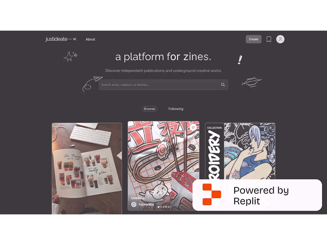 Cover image for JustIdeate Zine Sharing Platform Development
