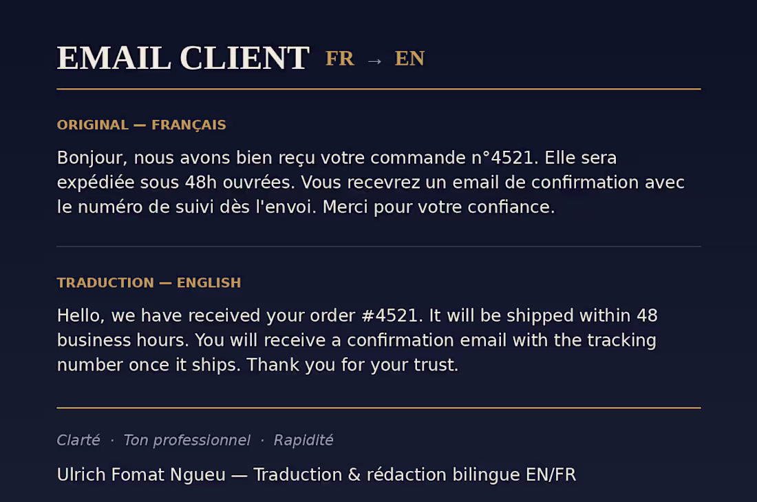 Cover image for Traduction d'email client FR → EN
