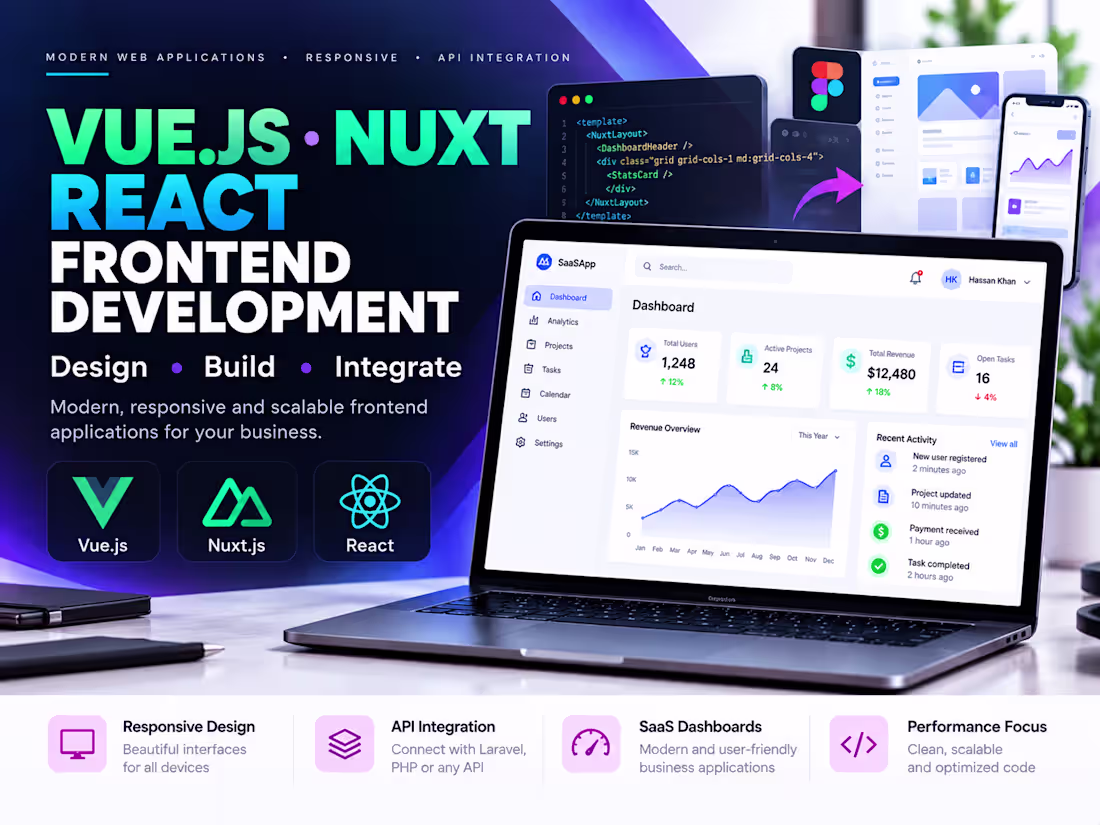 Cover image for I will build a modern Vue.js, Nuxt or React frontend