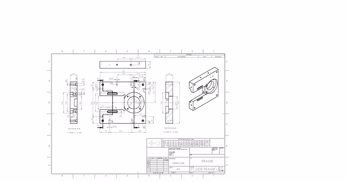 Cover image for Side Frame 2D Drafting |3D CAD Model