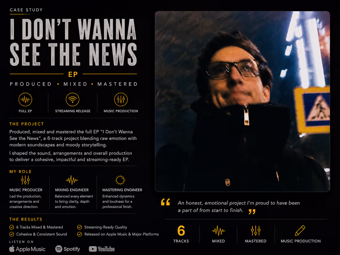 Cover image for I Don't Wanna See the News — EP Production, Mixing & Mastering