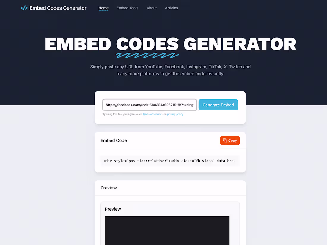Cover image for Embed Codes Generator is a