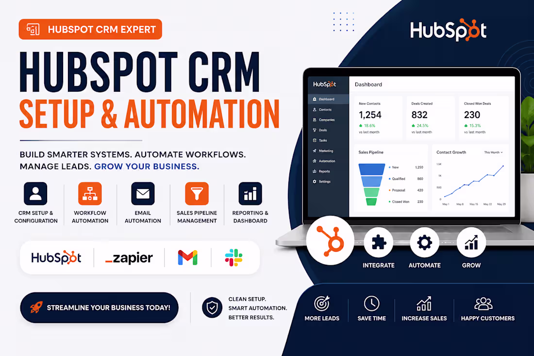Cover image for HubSpot CRM Setup, Automation & Sales Pipeline Expert