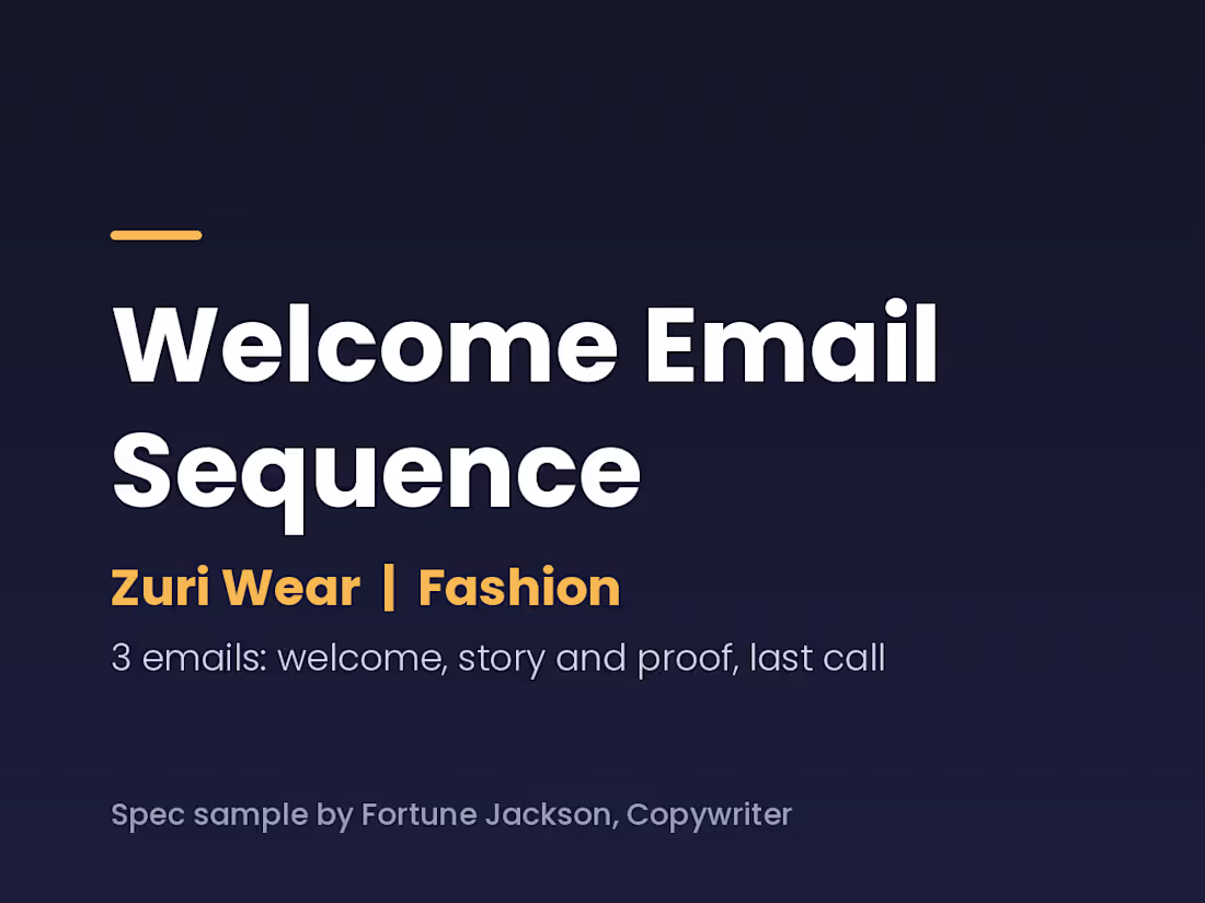 Cover image for Fashion welcome email sequence for