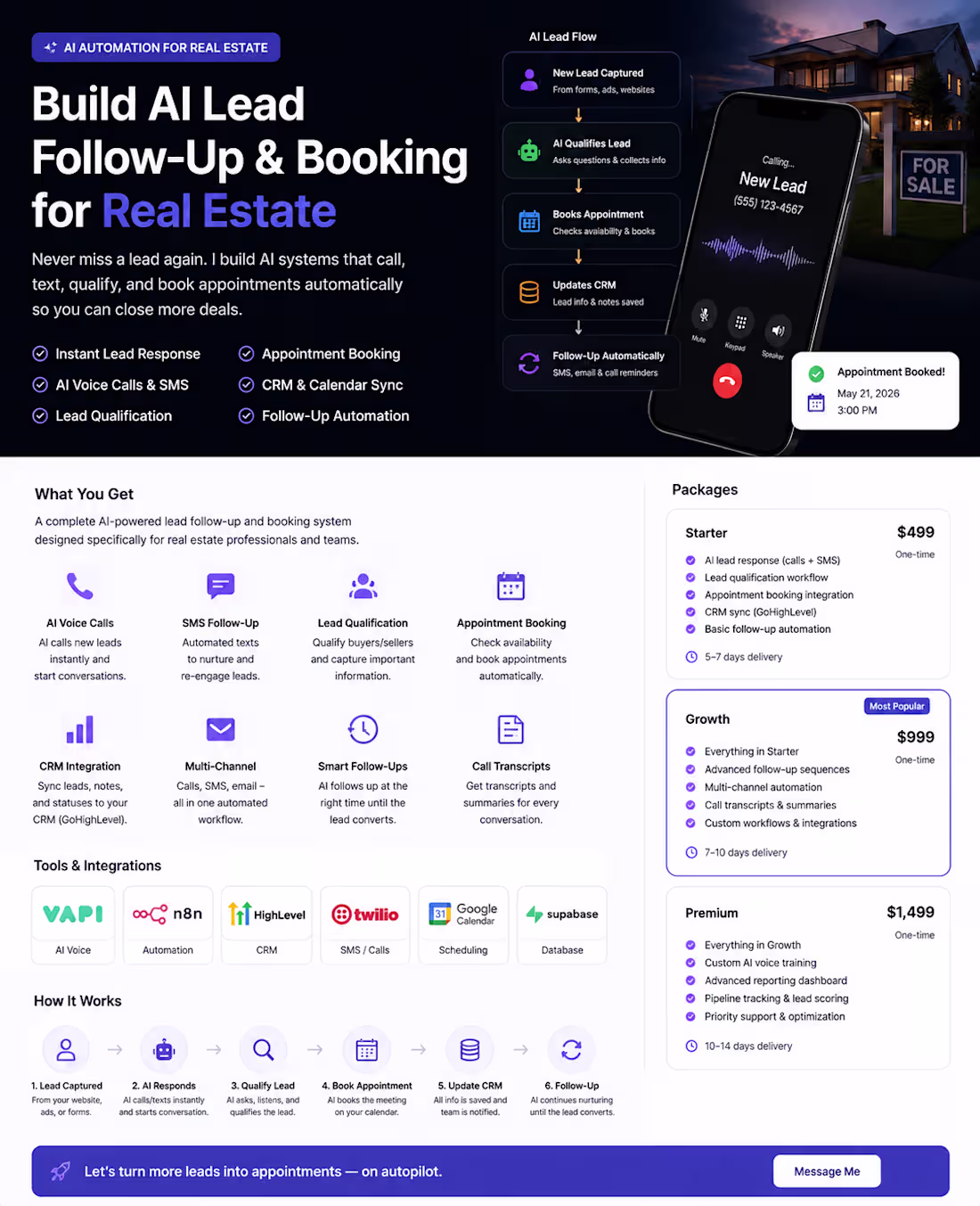 Cover image for Build AI Lead Follow Up and Booking for Real Estate