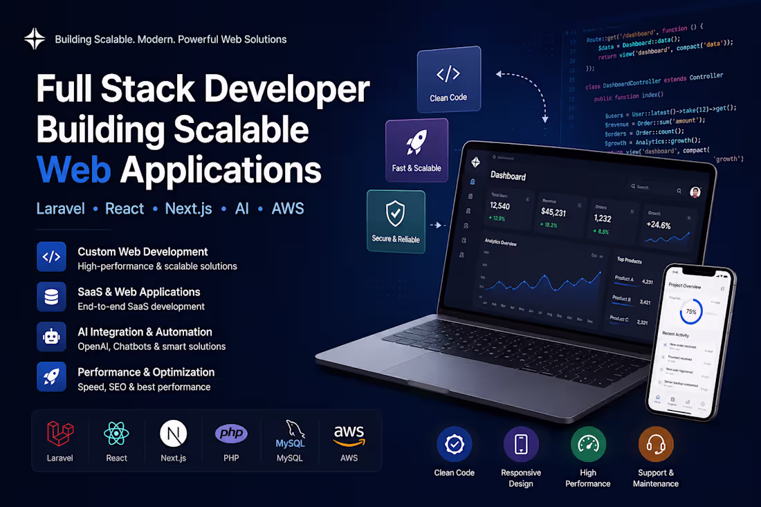 Cover image for Full Stack Web Development with Laravel & React