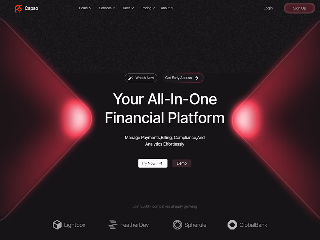Cover image for A modern Hero-section I designed with glowing light beam eff...