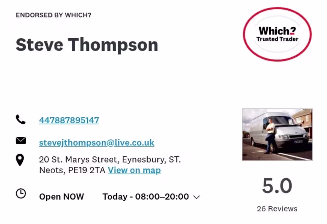 Cover image for I help Steve Thompson move beyond just a Which? Trusted Trad...