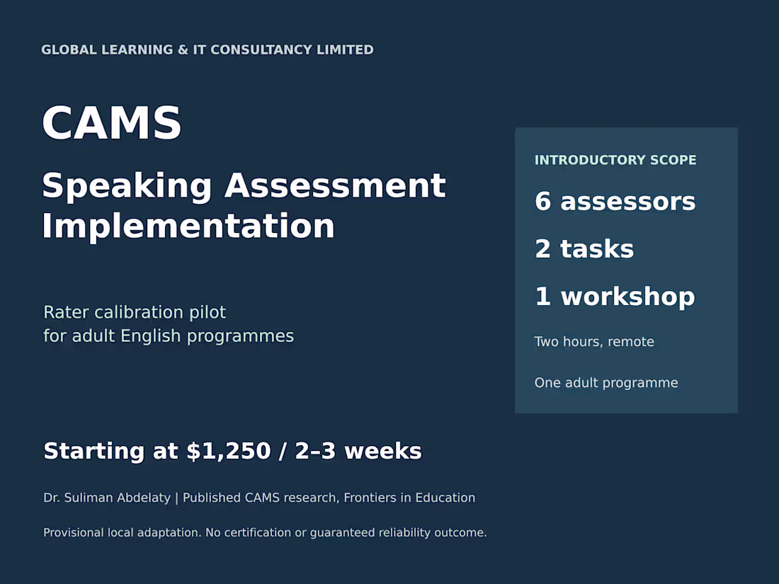 Cover image for CAMS Speaking Assessment Implementation & Calibration Pilot